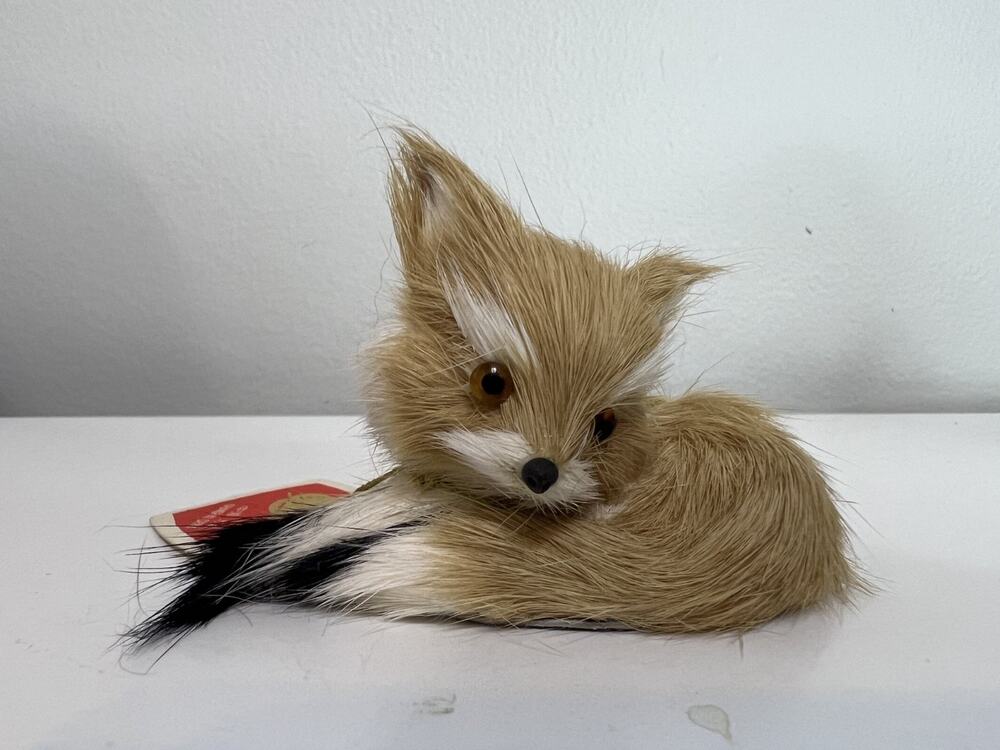 Vintage NWT Golden Leaf Real Rabbit Fur Animal Figure Fox 3"